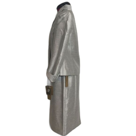 Kasper Skirt Suit Women's Size 6 Silver Metallic 2-Piece Set Skirt & Blazer NWT - Picture 3 of 15